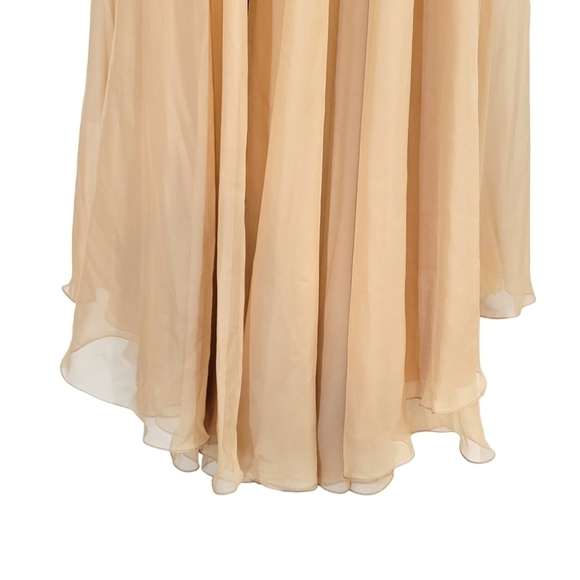 Sherri Hill Beaded Plunging V Neck Chiffon Gown in Nude Pink Color 52589 NWT - Picture 11 of 16